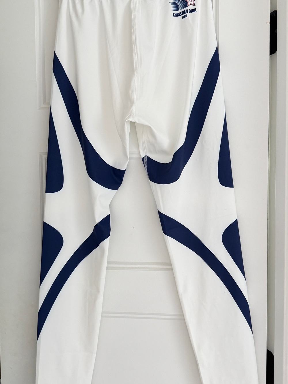 Dior White and Navy Athletic Half-Zip Pullover with Star Graphic - Picture 3 of 4